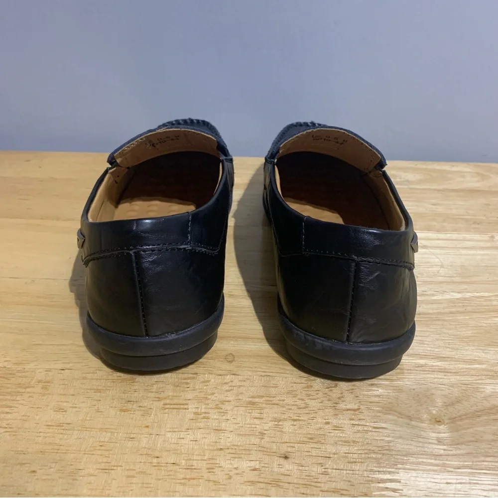 Go Tour Men’s Shoes Size 9.5M Black Leather Slip On Driving Loafers A Few Scuffs